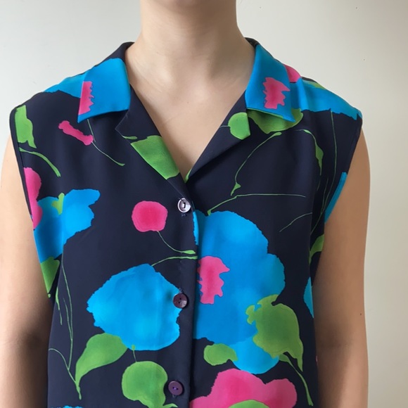 GLORIA VANDERBILT floral button up top blouse X-LARGE - Picture 4 of 7